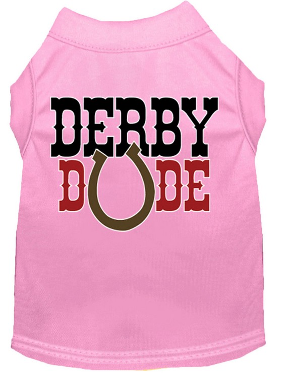 Derby Dude Screen Print Dog Shirt Light Pink XS